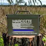 Personalized US Police Flag Blueline Flag Ammo Box Printed QTKH24885