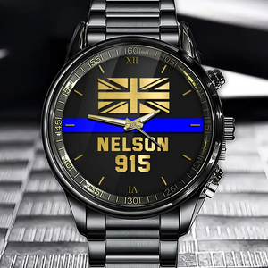Personalized UK Police Blue Line Custom Name & ID Watch Printed QTKH24888