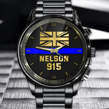 Personalized UK Police Blue Line Custom Name & ID Watch Printed QTKH24888