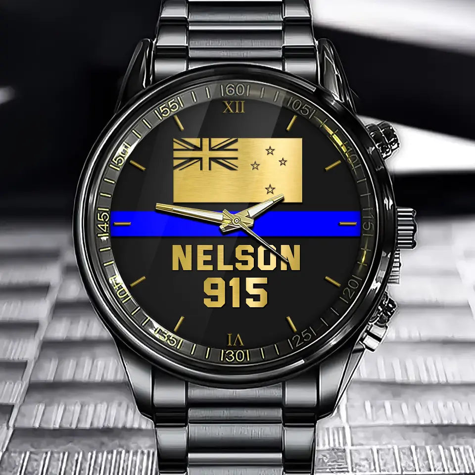 Personalized New Zealand Police Blue Line Custom Name & ID Watch Printed QTKH24888