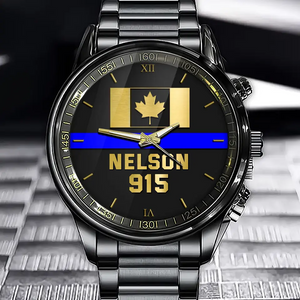 Personalized Canadian Police Blue Line Custom Name & ID Watch Printed QTKH24888