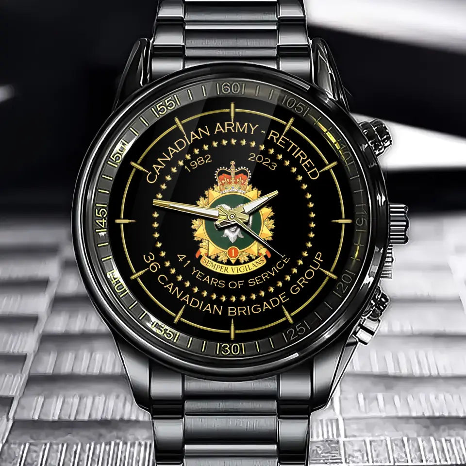 Personalized Canadian Army Retired Branch Logo Custom Served Time Watch Printed AHVQ24702