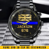 Personalized UK Police Blue Line Custom Name & ID Watch Printed QTKH24888