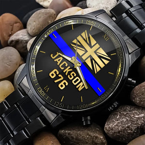Personalized UK Police Blue Line Custom Name & ID Watch Printed QTKH24888