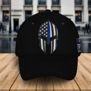 Personalized Punisher Blueline Retired US Police Black Cap Printed QTKH24894