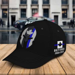 Personalized Punisher Blueline Retired Canadian Police Black Cap Printed QTKH24894