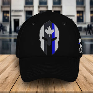 Personalized Punisher Blueline Retired Canadian Police Black Cap Printed QTKH24894
