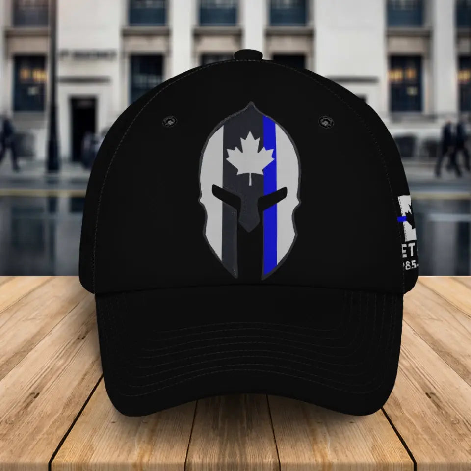 Personalized Punisher Blueline Retired Canadian Police Black Cap Printed QTKH24894