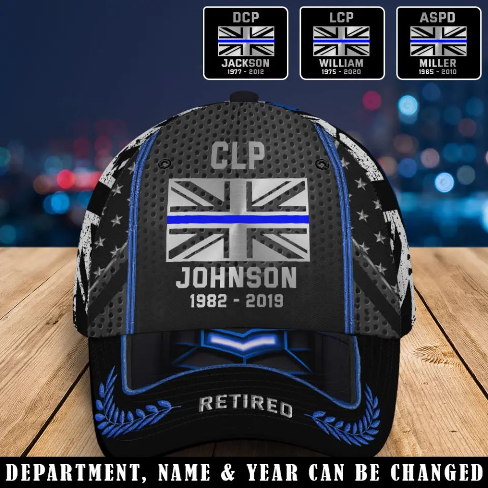Personalized Retired UK Police Custom Name & Department Cap 3D Printed AHVQ24903