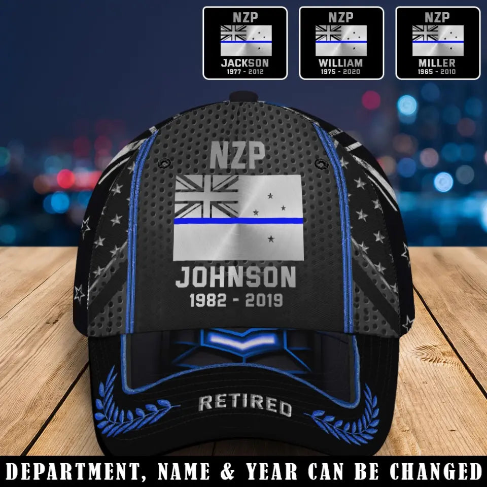 Personalized Retired New Zealand Police Custom Name & Department Cap 3D Printed AHVQ24903