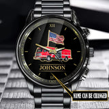 Personalized Trucker US Flag Custom Name Watch VA24904