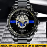 Personalized Peacemakers Saint Michael The Police Angle Blue Line Custom Name Watch VQ24910