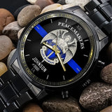 Personalized Peacemakers Saint Michael The Police Angle Blue Line Custom Name Watch VQ24910