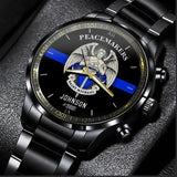 Personalized Peacemakers Saint Michael The Police Angle Blue Line Custom Name Watch VQ24910