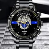 Personalized Peacemakers Saint Michael The Police Angle Blue Line Custom Name Watch VQ24910