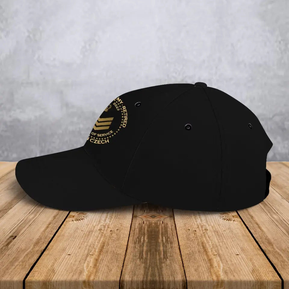 Personalized New Zealand Army Retired Custom Rank & Time Black Cap Printed AHVA24902