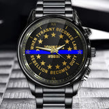 Personalized When Tyranny Becomes Law Rebellion Becomes Duty Blue Line Police Custom Name & ID Watch QTVQ24914