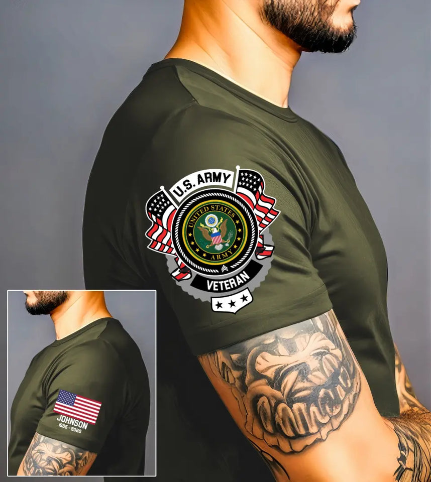 Personalized US Army Logo Custom Name & Time T-shirt Printed AHVA24912