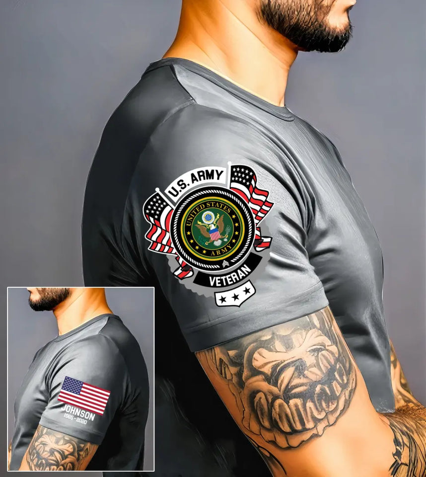 Personalized US Army Logo Custom Name & Time T-shirt Printed AHVA24912