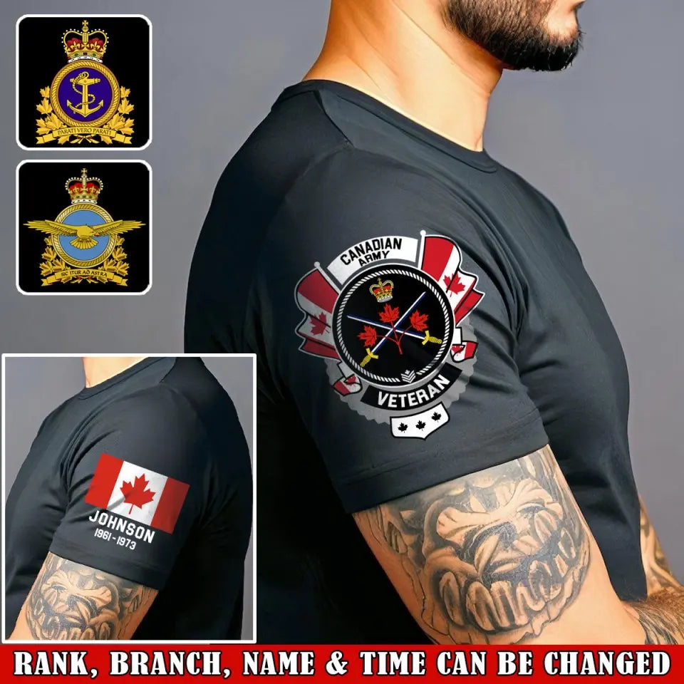 Personalized Canadian Army Logo Custom Name & Time T-shirt Printed AHVA24912