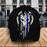 Personalized Skull USA Police Flag Custom Name & ID Cap Printed QTKH24928