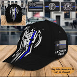 Personalized Skull USA Police Flag Custom Name & ID Cap Printed QTKH24928