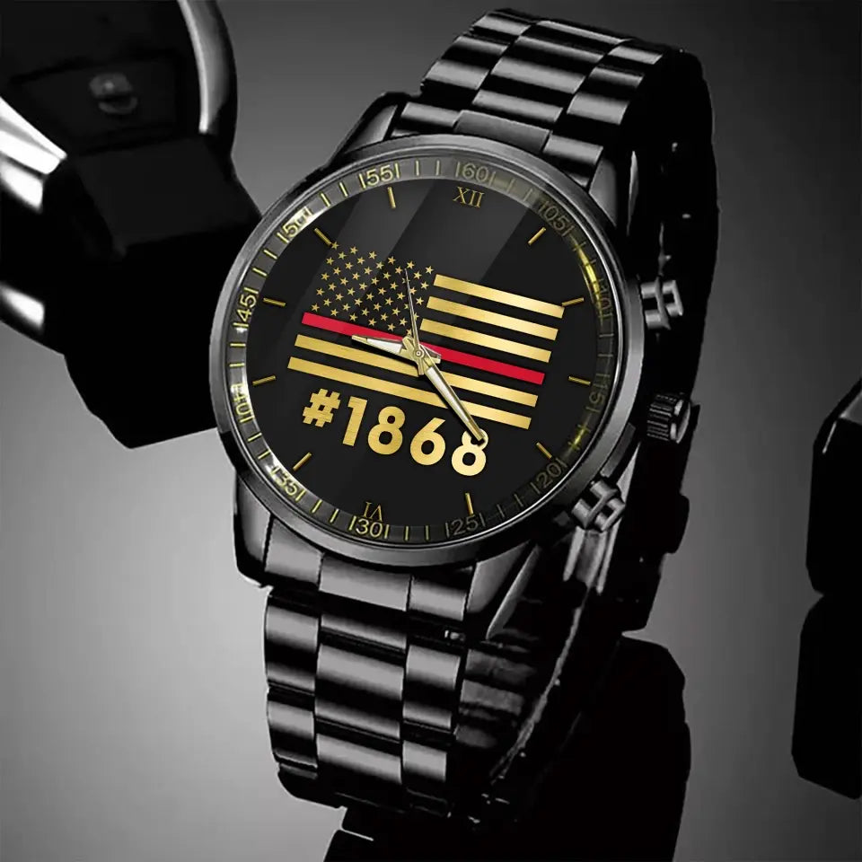 Personalized US Flag Firefighter Custom ID Watch Printed KVH24936