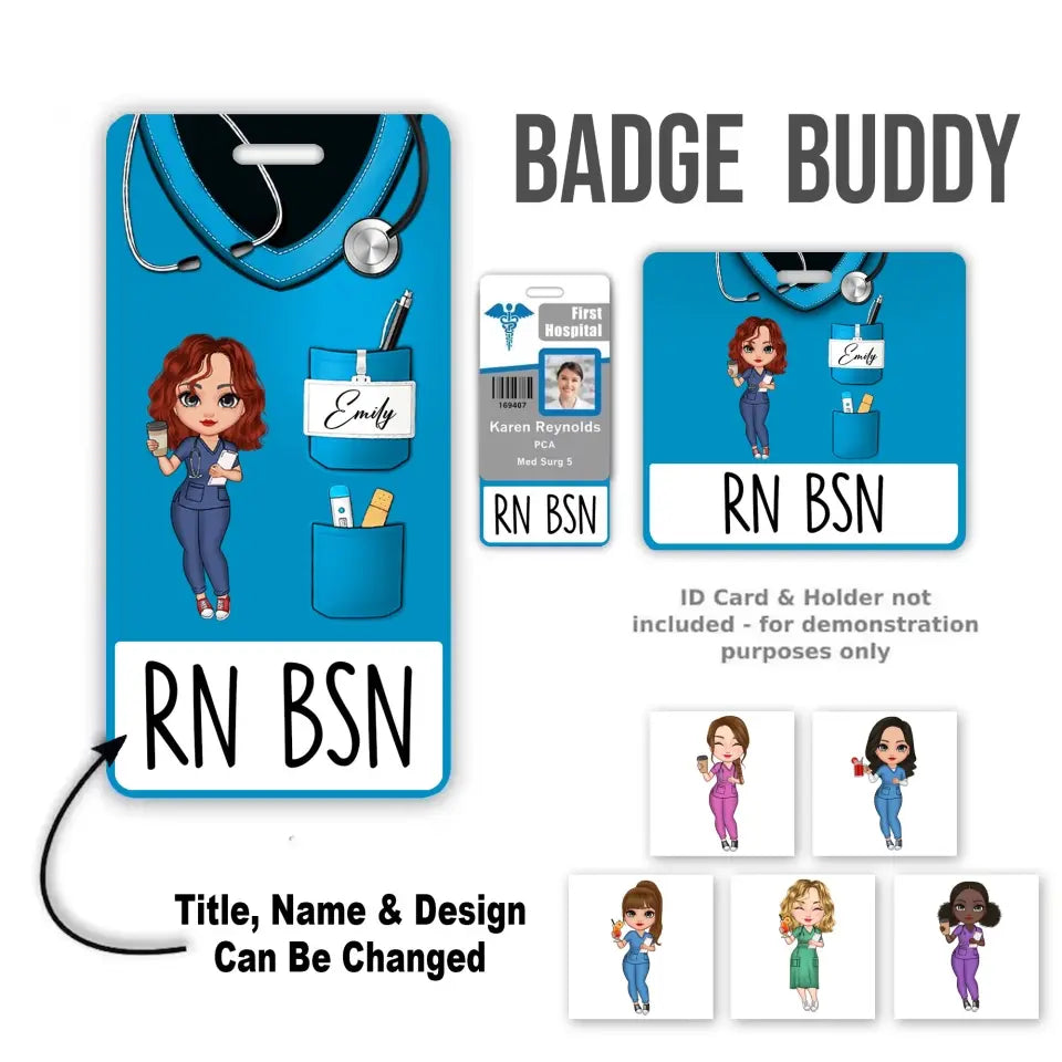Personalized Nurse Job Title Nurse Name Gift For Nurse Badge Buddy Printed LVA24939