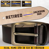 Personalized USA Police Flag Custom Name & ID Engraved Leather Belt Printed KH24945