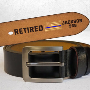 Personalized USA Police Flag Custom Name & ID Engraved Leather Belt Printed KH24945