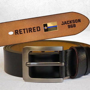 Personalized USA Police Flag Custom Name & ID Engraved Leather Belt Printed KH24945
