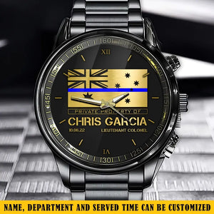 Personalized Thin Blue Line Australia Flag Private Property Of Australian Police Custom Name & Time Watch Printed QTKH24957
