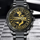 Personalized Vietnam Veteran Of America Custom Name & Time Watch Printed QTKH24952