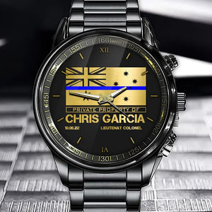 Personalized Thin Blue Line Australia Flag Private Property Of Australian Police Custom Name & Time Watch Printed QTKH24957