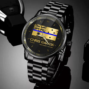 Personalized Thin Blue Line Australia Flag Private Property Of Australian Police Custom Name & Time Watch Printed QTKH24957