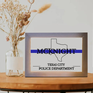 Personalized US Map States Blue line Custom Your City & Police Department Light Frame Canvas Printed KVH24961
