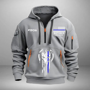Personalized Retired US Police Custom ID & Time Skull Police Quarter Zip Hoodie 2D Printed KVH24962