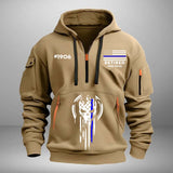 Personalized Retired US Police Custom ID & Time Skull Police Quarter Zip Hoodie 2D Printed KVH24962
