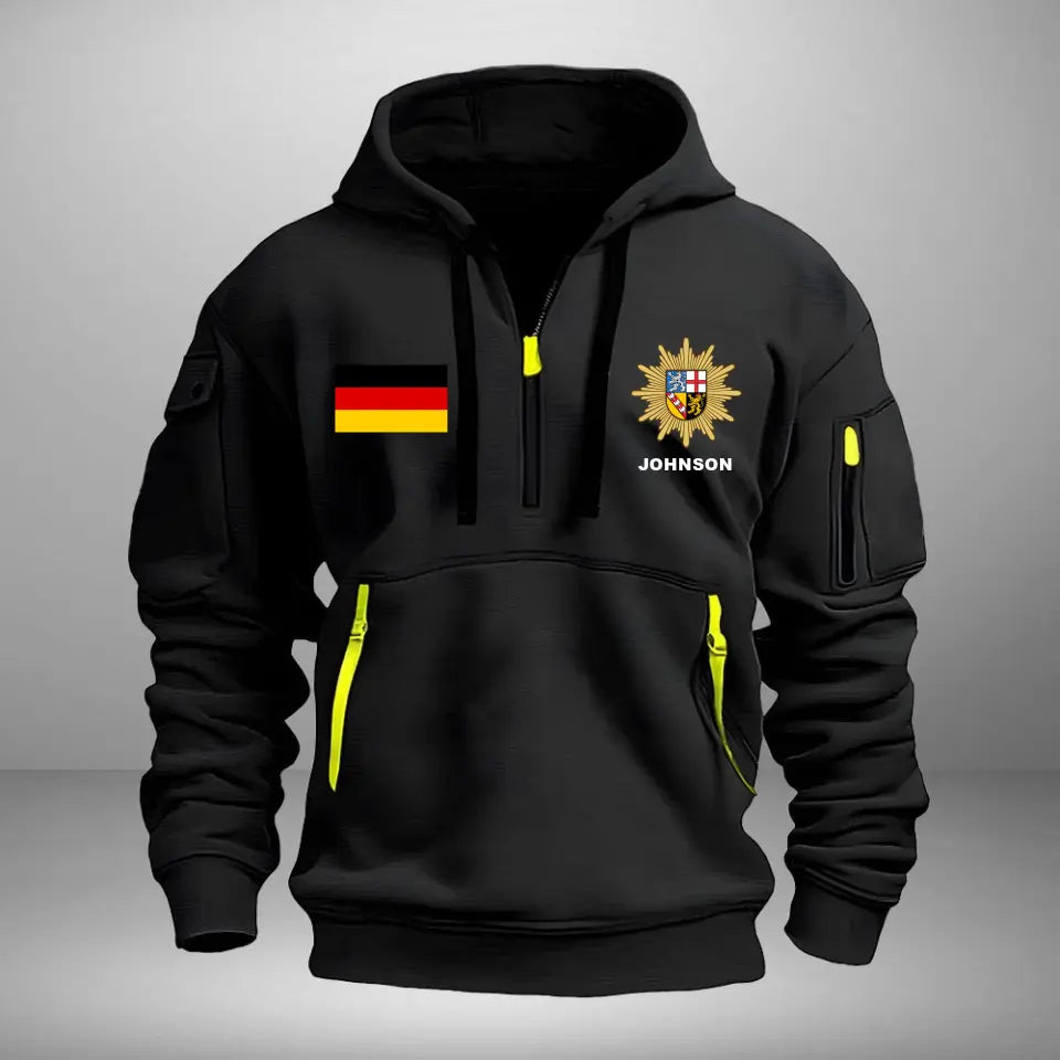 Personalized German Police Logo Custom Name Quarter Zip Hoodie 2D Printed VQ24966