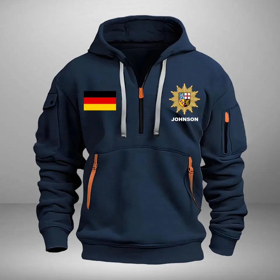 Personalized German Police Logo Custom Name Quarter Zip Hoodie 2D Printed VQ24966