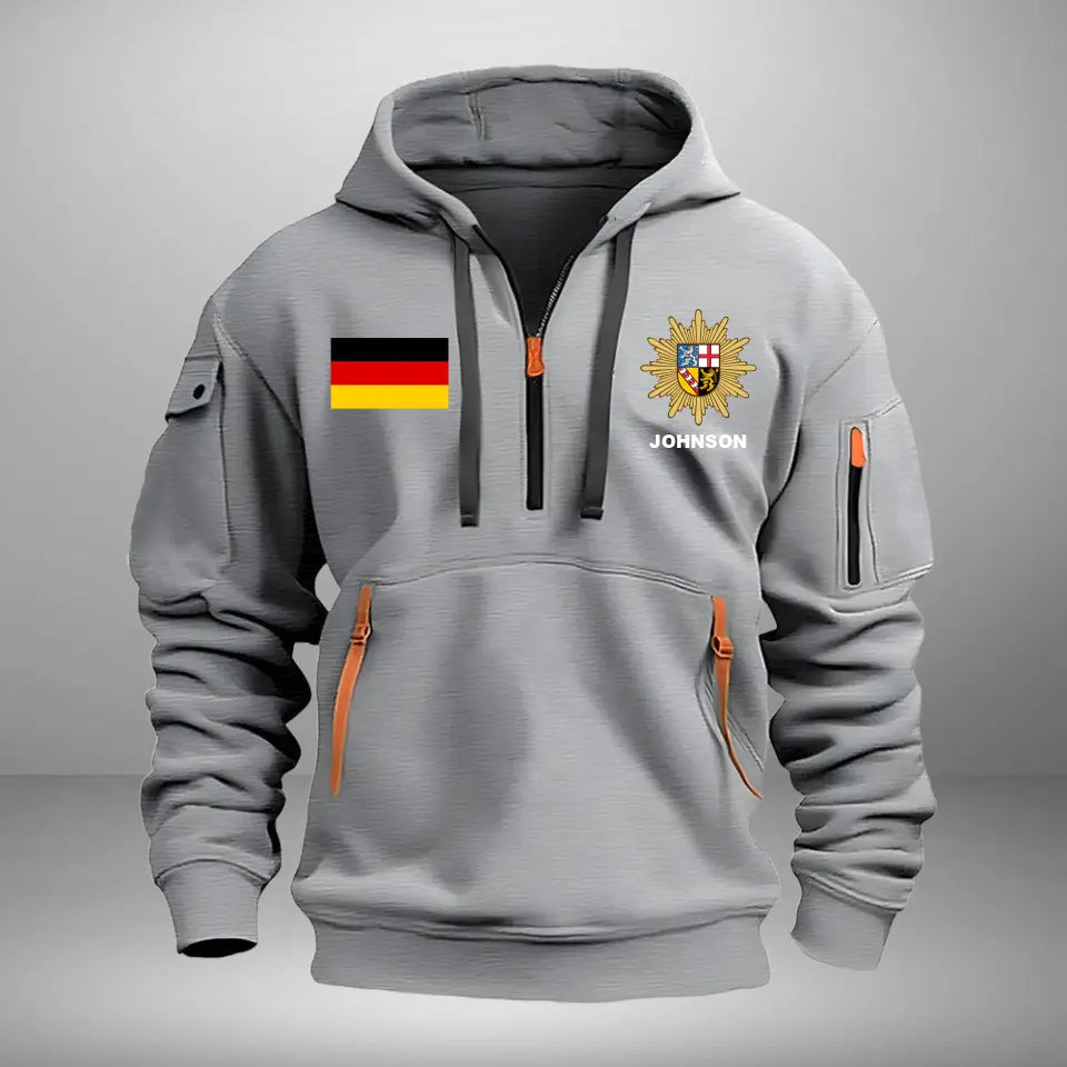 Personalized German Police Logo Custom Name Quarter Zip Hoodie 2D Printed VQ24966