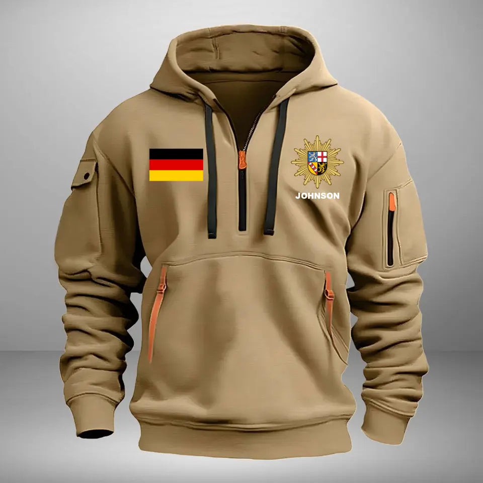 Personalized German Police Logo Custom Name Quarter Zip Hoodie 2D Printed VQ24966