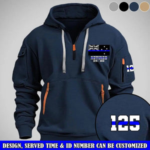 Personalized Retired Australian Police Flag Custom Name & Time Quarter Zip Hoodie 2D Printed QTVQ24977