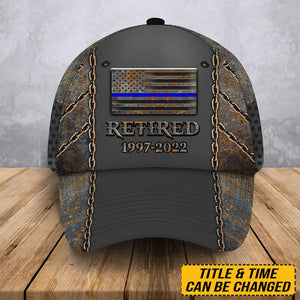 Personalized US Officer Thin Blue Line 3D Printed Cap QTHN24986