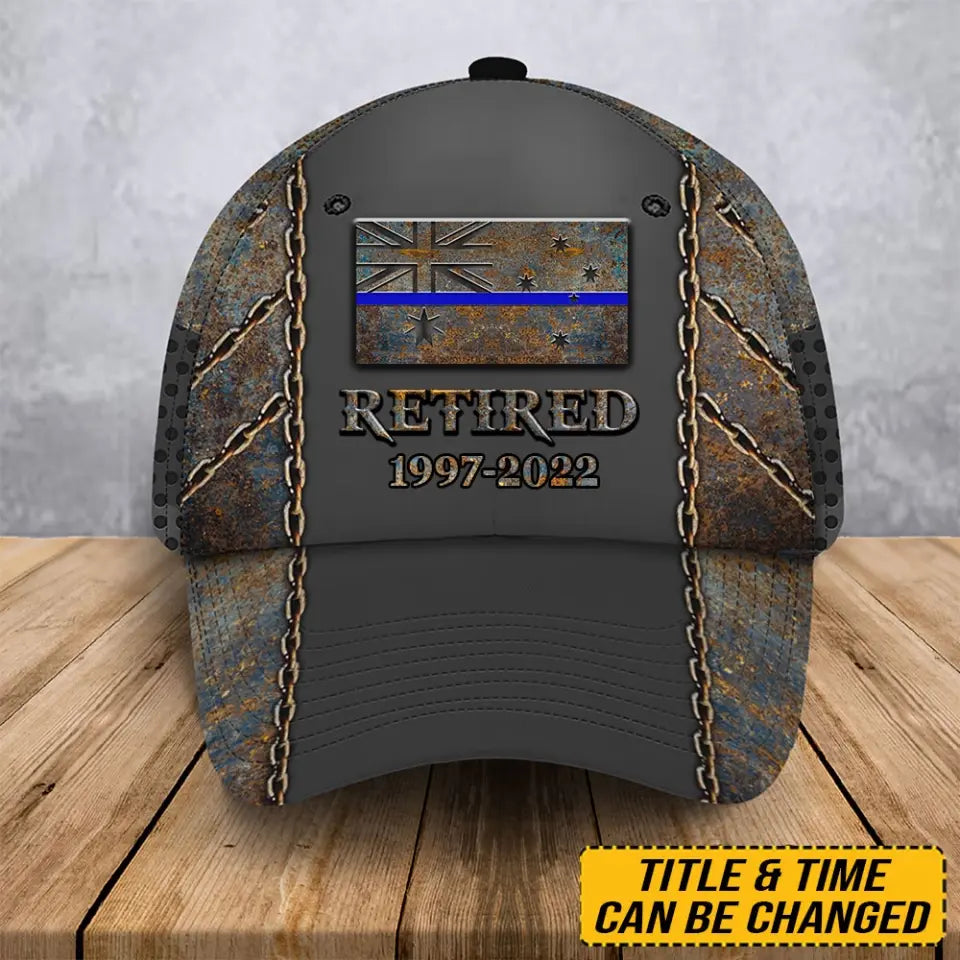 Personalized Australian Officer Thin Blue Line 3D Printed Cap QTHN24986