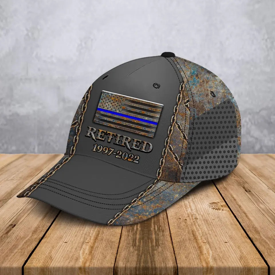 Personalized US Officer Thin Blue Line 3D Printed Cap QTHN24986