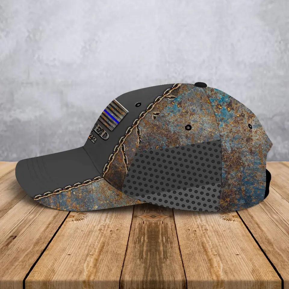 Personalized US Officer Thin Blue Line 3D Printed Cap QTHN24986