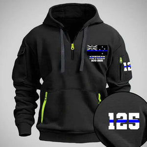 Personalized Retired Australian Police Flag Custom Name & Time Quarter Zip Hoodie 2D Printed QTVQ24977