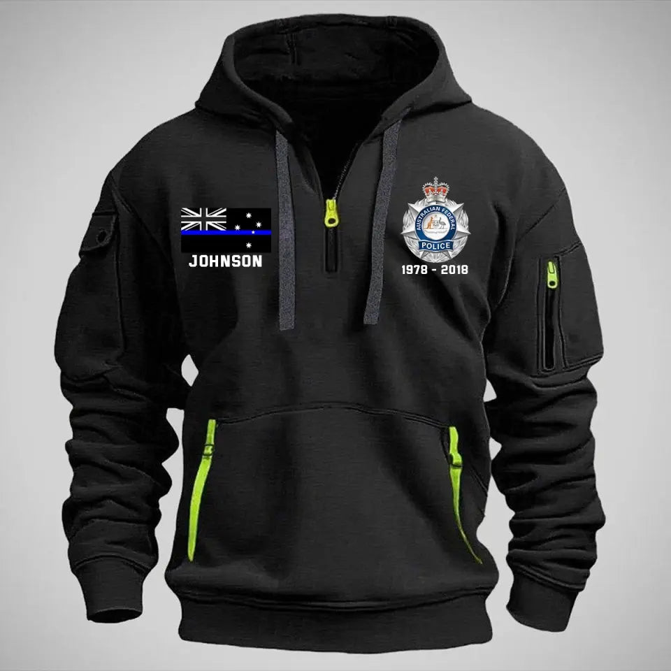 Personalized Australian Police Logo Custom Name & Time Quarter Zip Hoodie 2D Printed QTVQ241001