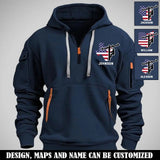 Personalized US State Map Electrician Custom Name Quarter Zip Hoodie 2D Printed VQ241015